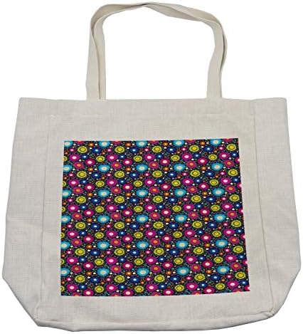 Амбесон, шарена торба за купување, живописен стил жива боја на маргаритки весели забавни градинарски состав, еколошка торба за еднократно