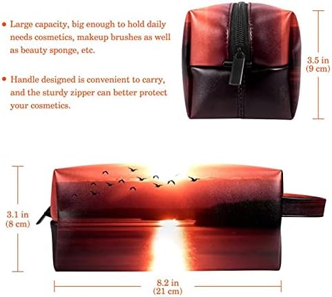 Преносни Патни Торби За Шминка Козметички Организатор Тоалетни Торби За Жени И Девојки Црвено Зајдисонце
