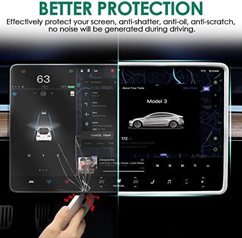 Рамка за заштитник на екранот OnKentet компатибилна со Tesla Model 3 / Y додатоци 2017-2023 Силиконски центар конзола за заштита