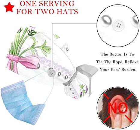 2 парчиња буфан капа со торбичка за конска опашка, памук за работа со џемпери, прилагодливи хируршки капачиња Елегантна роза