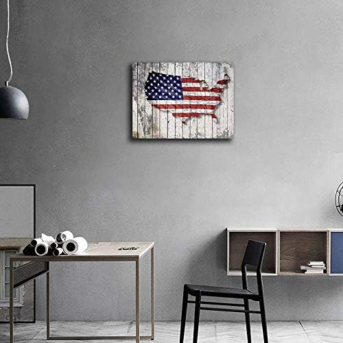 Ји Чуанг уметност wallид декор Американски знаме мапа статуа на слобода wallидна уметност патриотска тема гроздобер САД мапа платно
