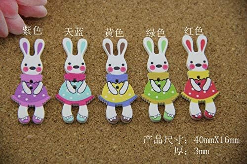 Xucus 200 парчиња мешани симпатични мали цртани зајаци 40mmx16mm облека рачно изработени додатоци за DIY шиење дрвени копчиња шарм занаетчиски