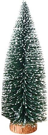 Кесјо Биро Топер Рождество Орнаменти Мини Новогодишни Елки Матирано Божиќно Борово Шише Четкајте Лажни Дрвја Со Дрвена Основа Божиќна Декорација
