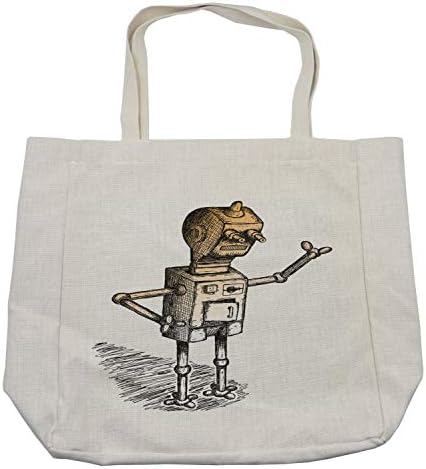 Торба за шопинг на фантазијата Амбесон, рачно нацртана тема на роботски скица хумор илустрација, еколошка торба за еднократна употреба за