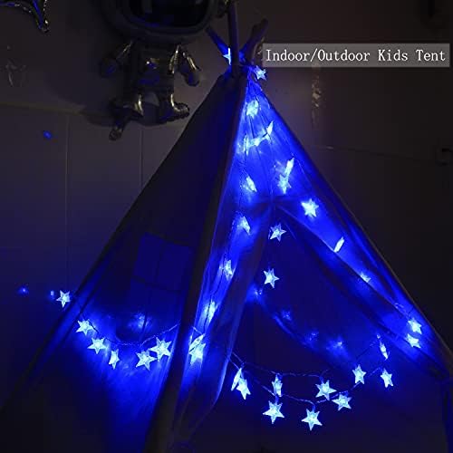 Anfunman Star Fairy String Lights Battery управувана, 50 -та 17,5 ft Божиќни светла водоотпорни со далечински управувач за роденденска забава Детски
