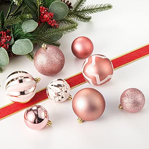 Божиќни украси топки, 35 парчиња распрскувани пластични Божиќни топки, украси за новогодишни елки со висечка јамка за Божиќна