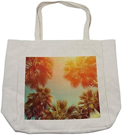 Торба за купување на палми на Амбесон, дрвја во сончеви светла Транквитност во тропска природа пејзаж на летна тема, еколошка торба