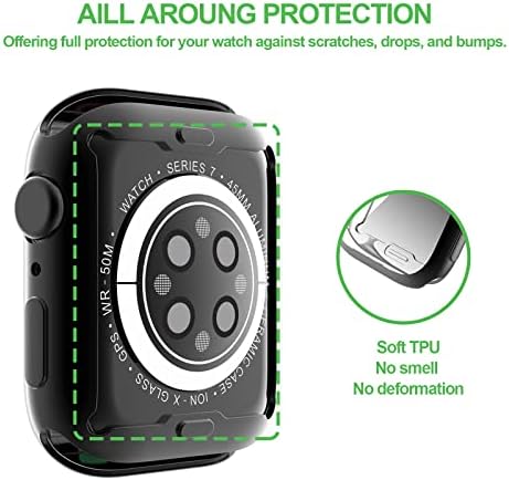 Yuvike 3 Pack Ecter заштитник компатибилен со Apple Watch 8 7 45mm 41mm Apple Watch SE 6 5 4 44mm 40mm, целосна покриеност TPU кутија со градење