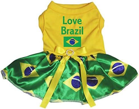 Петитебела Љубов Бразил Жолта Кошула Бразил Знамиња Туту Кученце Куче Фустан