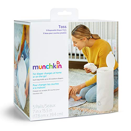 Munchkin® Toss ® Пренослив Кофа За Пелени За Еднократна Употреба, 5 Пакувања И Влошки За Еднократна Употреба, 10 Пакувања