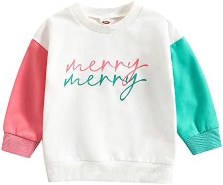 Детско новороденчиња девојки девојки Божиќ со долги ракави, печати пулвер врвови 2, момчиња играат облека