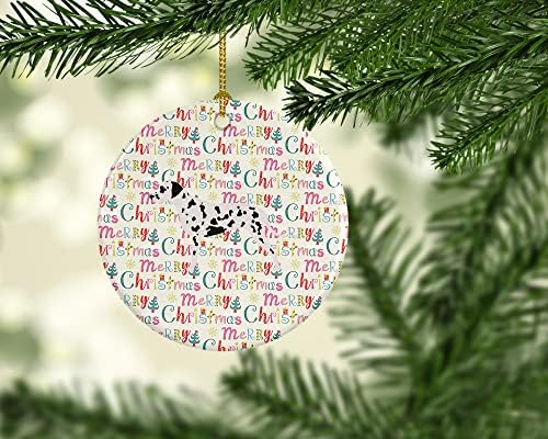 Богатства на Каролина WDK1830CO1 Далматијан среќен Божиќна украс, разнобоен, украси за новогодишни елки, виси украс за Божиќ, празник,