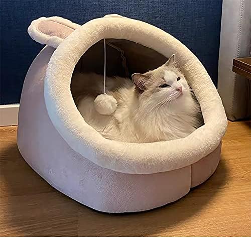 H&T мек симпатичен кревет за мачки, со удобни перничиња што не се лизгаат на дното и висечка топка за играчки)