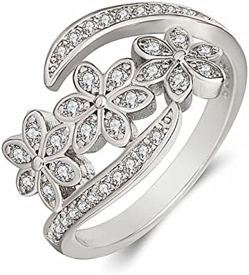 Womenените прстени модно цвеќе ветување прстен прилагодлив накит за накит за жени прстени за ангажман за девојка loveубовен прстен