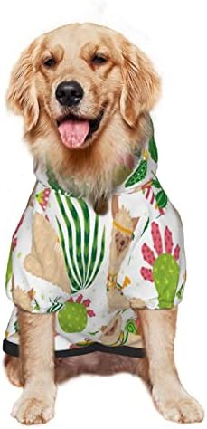 Големо кучиња за кучиња со слатко-ламас-какти-лето-облека за миленичиња џемпер со капа со мека мачка облека за мачки медиум