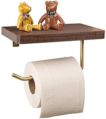 Стекнете држач за тоалетна хартија- wallид монтиран за пешкир за пешкири, ролна за ролна кујна кујна дабова дрвена полица