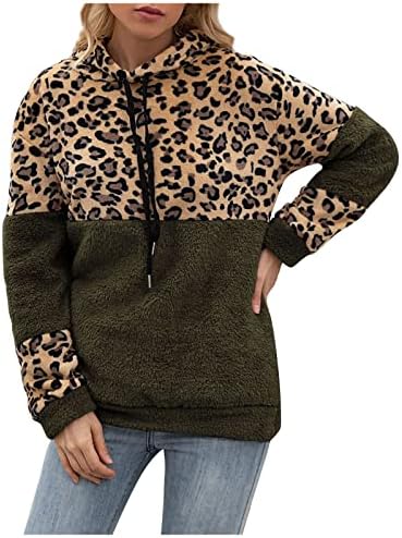 Женски секси џемпери пулвер леопард печати кадифен џемпер јакна пулвер руно џемпер јакна пролет