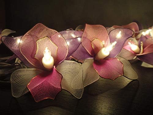 Тајландски гроздобер рачно изработено 20 светла бело розово виолетова орхидеја цветни самовила светла свадбена забава декор декор