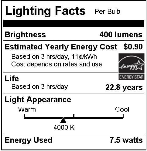 Sunlite PAR20/LED/7.5 W/FL40/DIM/ES / 40K/6PK 4000K Кул Бела LED PAR20 7.5 W, 50w Замена Рефлектор Светилки Со Средна E26 База