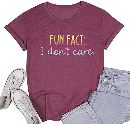 Забавен факт, не ми е гајле маичка жени смешно велејќи кошули саркастична буква печати маица новини помлади подароци графички мета врв