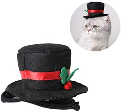 Ueetek Топ капа за домашно милениче кучиња мачка, костумска костум црна топ капа за Божиќни додатоци за одмор, 2,8 x 2,4 x 2,8inch