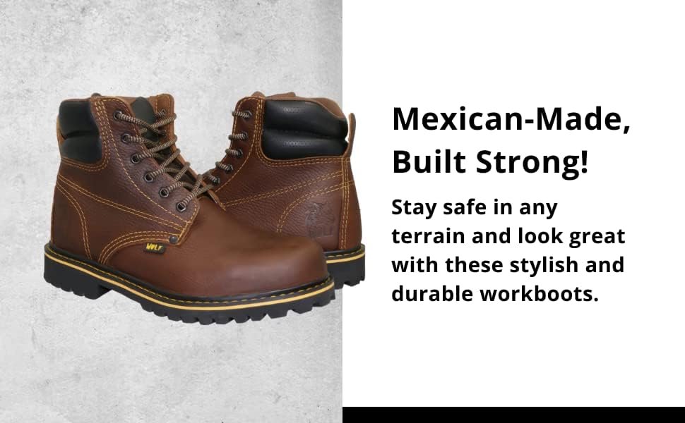 Wolf Work Boot | Вода еластична оригинална мексиканска кожа | Еластично нафта | Обичен пети | Изолиран | Не-лизгање гума ѓон