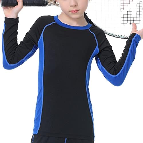 Дуомива термички врвови за момчиња со долги ракави термички под -подлежници на атлетски спортови за долна облека со топла кошула