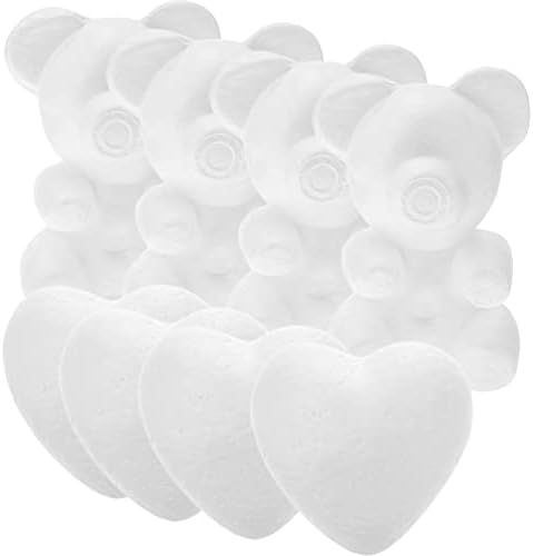 Didiseaon торта матрил 8 парчиња пена мечка со срцеви форми полистирен моделирање занаетчиски топчиња од пена мечка фигура бела DIY