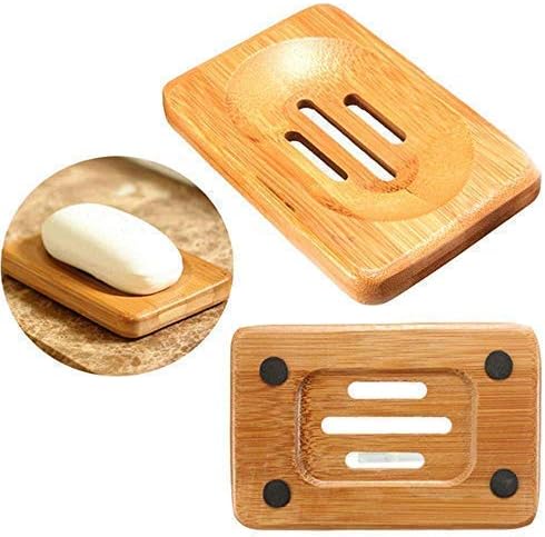 LOOUER 2 пакувања дрвени сапунски решетки за бања бања бамбус држач за сапун, рачно изработена сапун сапун сапун полица со мозоци