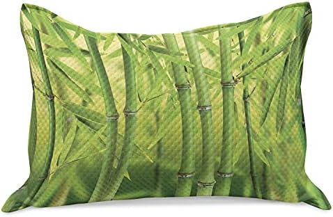 Амбесон Бамбус Печатење Плетени Јорган Перница, Затворање На Бамбус Зеле Произлегува Природата Во Тропските Дождовни Шуми Диви