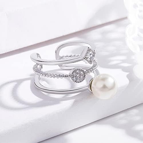 Womenените прстени ветуваат прстени за жени со ангажман прстен моден опашка геометриска венчаница со двојно слој прилагодлив