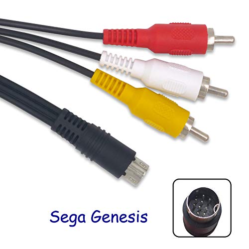 SJ@jx Sega Genesis Standard AV кабел 2.4M 7,9 стапки Аудио видео кабел RCA TV конектор за Sega Genesis 2 & 3 Mega Drive Black