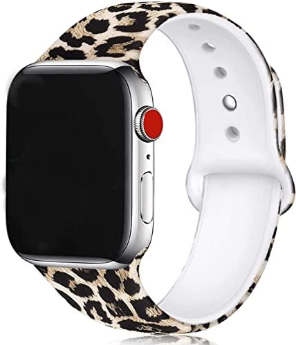 У-рогови Ц-животински цветни ленти компатибилни со Apple Watch Series 8/7/6/5/4/3/2/1, Silicone Sports Straps Printed Model Schede Band