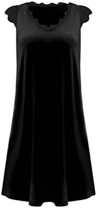 Фустани за миашуи за жени летен женски фустан против вратот трепки елек цврсто здолниште во боја, обичен фустан со долг ракав за жени