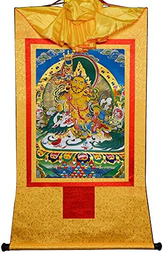 Гандана Ваисравана, тибетанска Танга сликарска уметност, будистичка брокада на Танга, таписерија на Буда со свиток