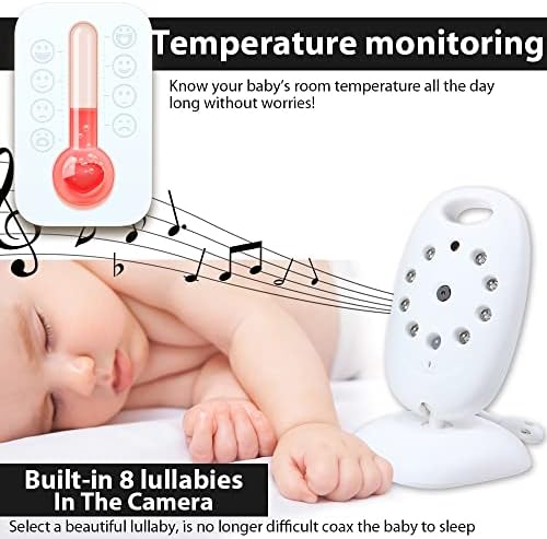 TKMARS Бебе Монитор, Ноќ Визија Камера со 2.4 GHz Технологија, Бебе Телефон Безжичен Без WiFi, Бебе Монитор Со Камера и Аудио.