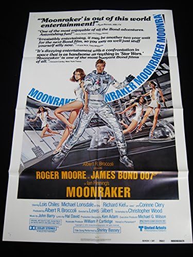 MoonRaker 1979 Роџер Мур Jamesејмс Бонд 007 27 X 41 Преглед Еден лист C10 нане неискористен !!