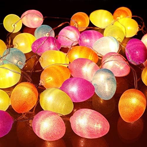 13,2 стапки 36 парчиња светла Велигденска LED жица светла светла боја сјај јајце декорација на јајце за Велигденска забава, мантили, влез,