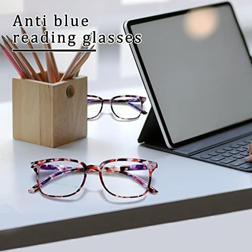 СТЕНД 5 Пакет Очила За Читање Сина Светлина Блокирање За Жени Мажи, Компјутерски Читачи Со Пролетна Шарка