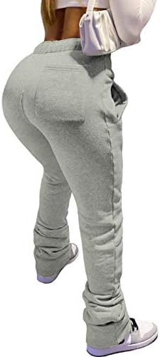 Bysyglobe женски руно наредени панталони со пот, задебелување на снежни џогери активни панталони со џебови