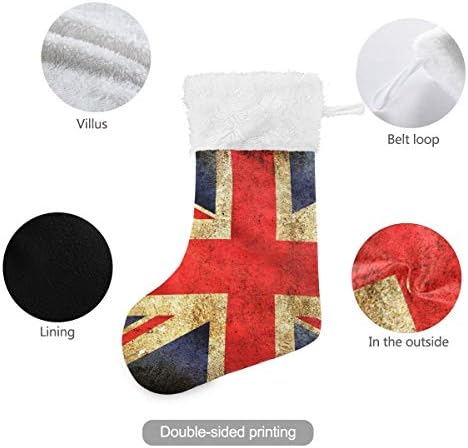 Пимилагу ретро британско знаме Божиќни чорапи 1 пакет 17,7 “, виси чорапи за Божиќна декорација