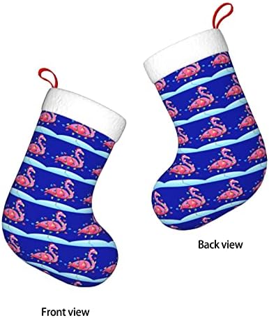 Божиќни чорапи за божиќни сјајни Божиќни фламинго светло двострано камин што виси чорапи