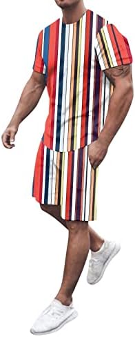Мажи од Туфа пролетен летен костум плажа со кратки ракави за спорт, спортска кошула кратка сет 2 парчиња кошула држава потта за мажи за мажи