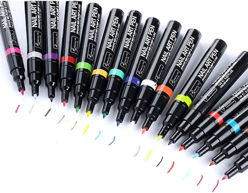 Алатки за уметност за убавина на нокти 16 бои Пенкал за сликање точки за цртање УВ гел дизајн маникир алатки за нокти - уметничко пенкало -