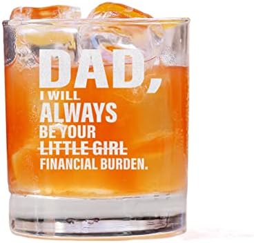 HTDesigns Тато Јас Секогаш Ќе Биде Вашето Мало Девојче Финансиски Товар Виски Стакло-Смешни Роденден Татковци Ден Подарок За Тато-Смешно Тато Подарок Од Ќерка Виски Ст?
