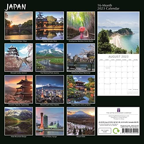 2023 Квадратен Ѕиден Календар, Јапонија, 16-Месечна Тема За Собирање Пасоши со 180 Налепници За Потсетување