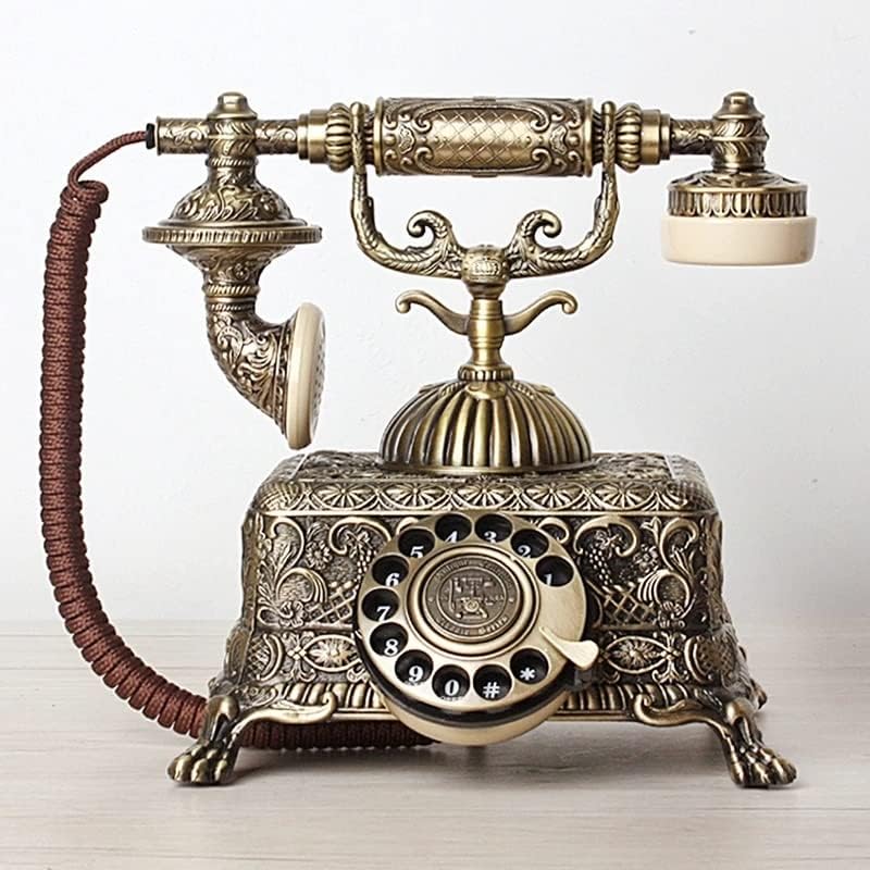 SDFGH метални гроздобер антички телефон старомоден телефонски фиксна линија со ротационо бирање за декорација на домашни канцеларии