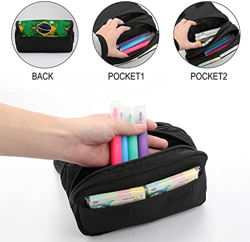 Бразил фудбалска торба со молив со двоен слој Пенки за канцеларија за канцелариски торбички за шминка за шминка кутија за држач за