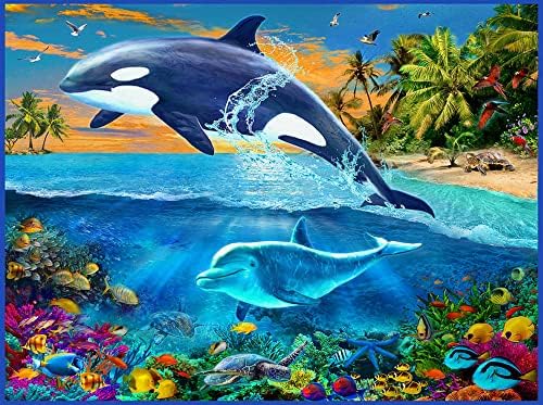 Дијамантски вез, делфин дијамантски сликарство животни, вкрстени бод комплети мозаик слика rhinestones морска уметност дома украс