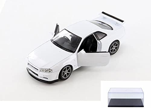 Diecast Car W/Display Case - Nissan Skyline GT -R, White - Welly 24108WWT - 1/24 Scale Diecast Model Car Car Car Car Car Car